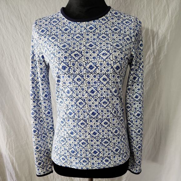 Hang Ten Womens Long Sleeve Rash Guard UPF 50+ XS Zipper Pocket Swim Shirt Sky - Picture 1 of 12